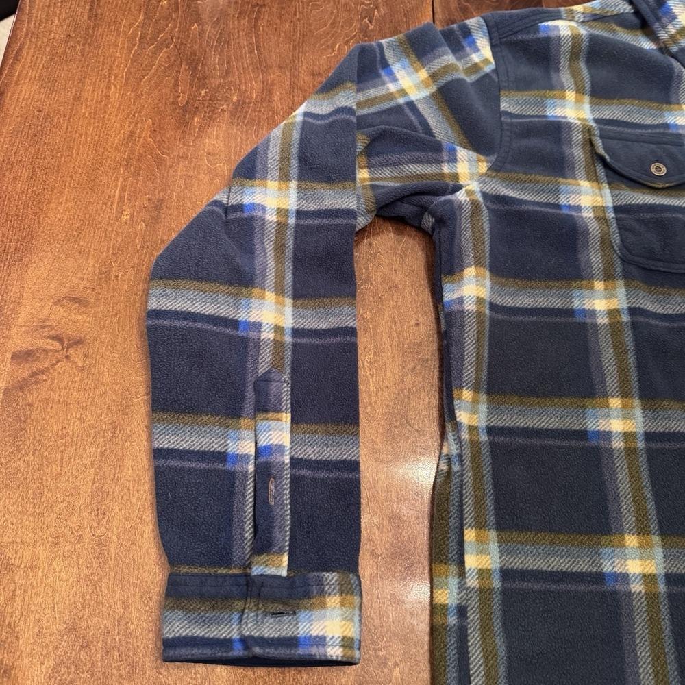 Eddie Bauer Mens XL Tall Fleece Shirt Blue Plaid Button Up Outdoor Flannel TXL - Picture 4 of 12
